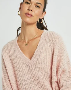 Pull en Mohair mélangé Anouk rose pâle