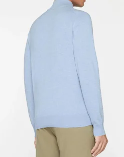 Pull en Soie mélangée col camionneur bleu ciel