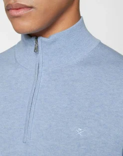 Pull en Soie mélangée col camionneur bleu ciel