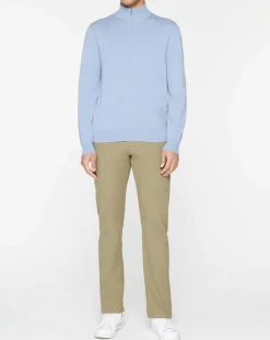 Pull en Soie mélangée col camionneur bleu ciel