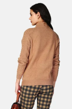 Pull Encolure montante camel foncé