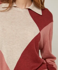 Pull Eugénie en Laine mélangée beige/rose