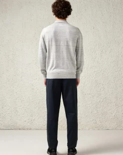 Pull façon polo en Coton, Lin & Laine Neppem gris clair