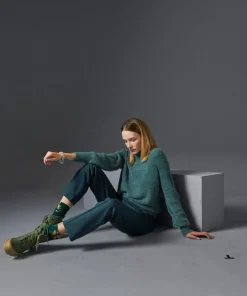 Pull Francesca col roulé vert de gris