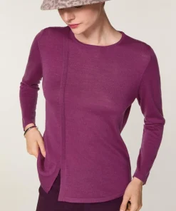 Pull Frieda 100% laine col rond violet cassis