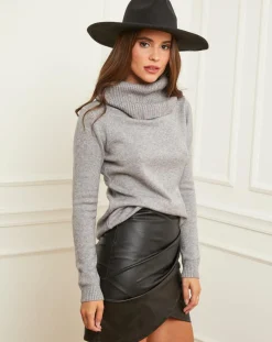 Pull Gabrielle Col roulé gris clair
