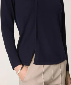 Pull Gertrude 100% laine col rond bleu marine