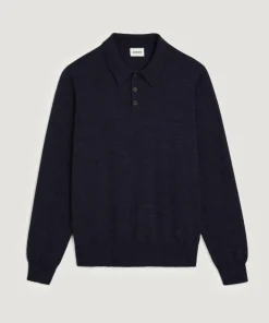 Pull Gilbert 100% laine col polo bleu nuit