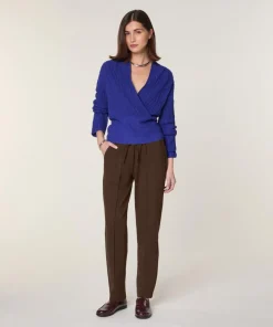 Pull Gisèle 100% Laine Cache-Cœur bleu outremer