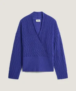 Pull Gisèle 100% Laine Cache-Cœur bleu outremer