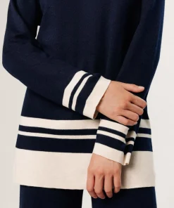 Pull Giuliana rayures inférieures bleu nuit