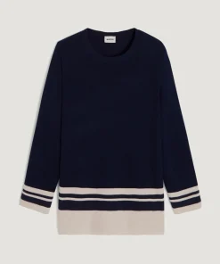 Pull Giuliana rayures inférieures bleu nuit