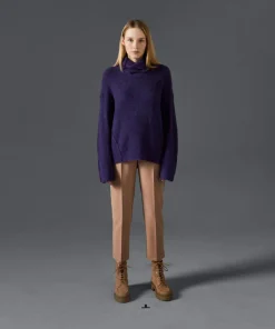 Pull Églantine col amovible violet foncé