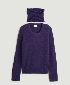 Pull Églantine col amovible violet foncé