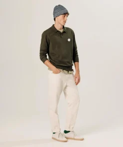 Pull Grégoire 100% laine col polo vert kaki