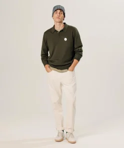 Pull Grégoire 100% laine col polo vert kaki