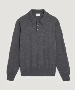 Pull Guillaume 100% laine col polo gris foncé