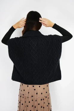 Pull large à capuche en Cachemire mélangé noir