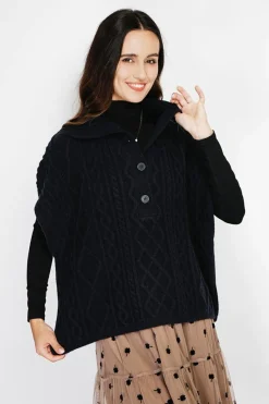 Pull large à capuche en Cachemire mélangé noir