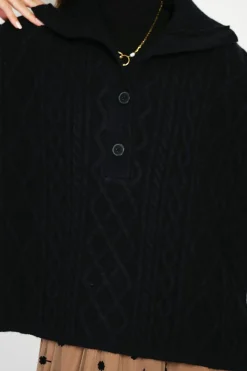 Pull large à capuche en Cachemire mélangé noir