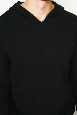 Pull large à capuche en Cachemire mélangé noir