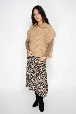 Pull large à capuche en Cachemire mélangé camel