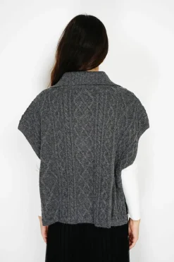 Pull large à capuche en Cachemire mélangé loup