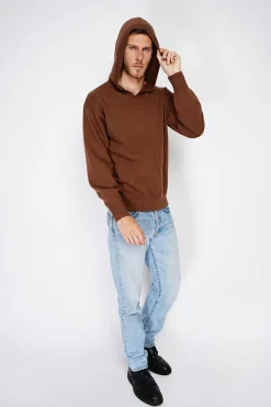 Pull large à capuche en Cachemire mélangé café