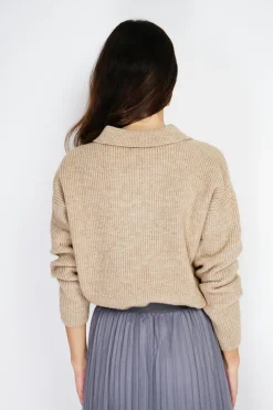 Pull large en Cachemire mélangé col polo désert