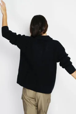 Pull large en Cachemire mélangé col polo noir