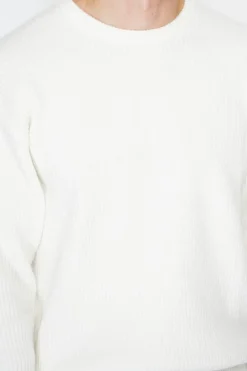 Pull large en Cachemire mélangé ras du cou à côtes naturel