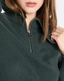 Pull long en Laine mélangé vert foncé