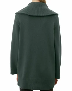 Pull long en Laine mélangé vert foncé