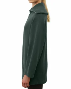 Pull long en Laine mélangé vert foncé