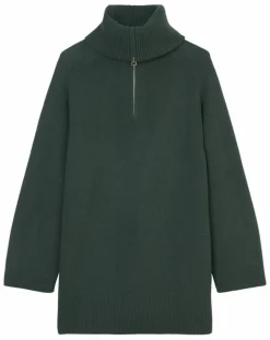 Pull long en Laine mélangé vert foncé