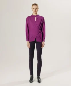 Pull Madeleine 100% laine cache-coeur rose fuchsia