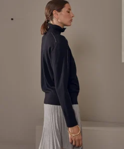 Pull Mahaut, col roulé noir