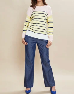 Pull marinière en Laine mélangée Abime jaune/écru