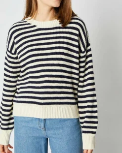 Pull marinière Jeanne en Laine mélangée écru/marine