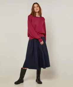 Pull Marjorie en Laine mélangée rouge grenat