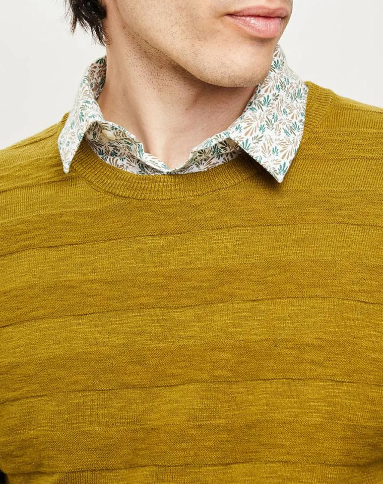 Pull Orio rayures texturées olive