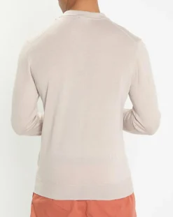Pull polo en Laine & Soie beige