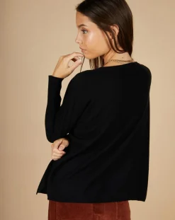 Pull poncho 100% Cachemire Alizée col rond noir