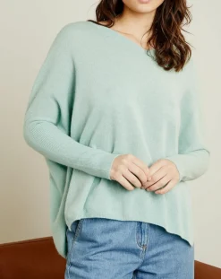 Pull poncho 100% Cachemire Axelle Col V amande