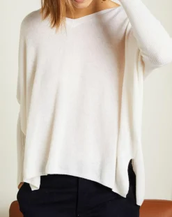 Pull poncho 100% Cachemire Axelle Col V écru