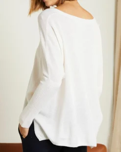 Pull poncho 100% Cachemire Axelle Col V écru
