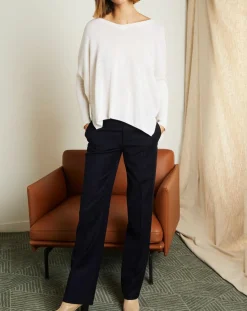 Pull poncho 100% Cachemire Axelle Col V écru