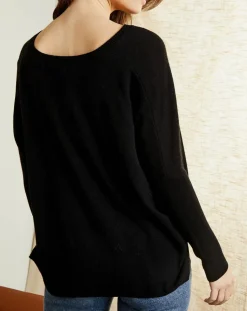 Pull poncho 100% Cachemire Axelle Col V noir