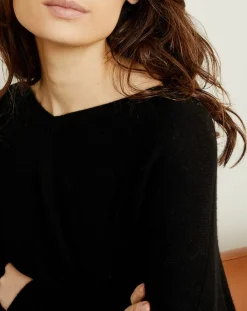 Pull poncho 100% Cachemire Axelle Col V noir