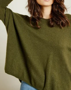 Pull poncho 100% Cachemire Axelle Col V kaki